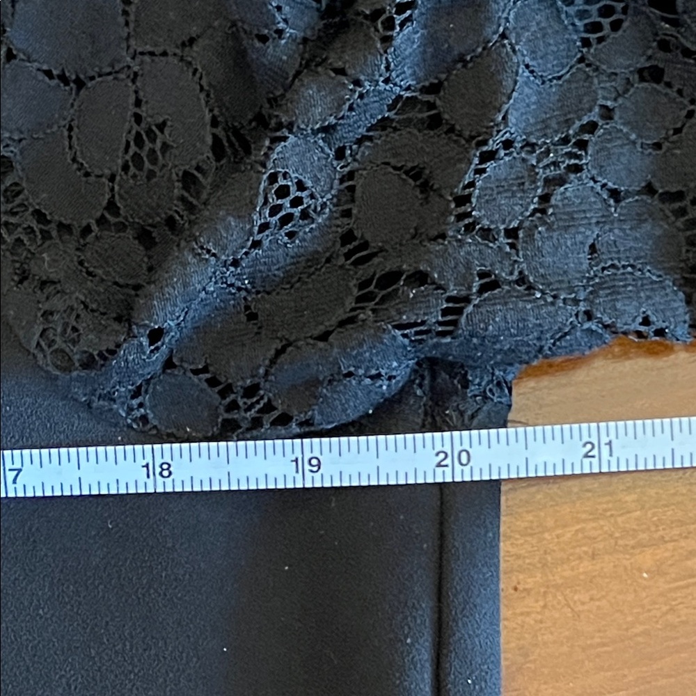 Karen Kane Black Tie Lace Bell Sleeve Crepe Top - Picture 10 of 11